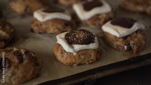 Wallpaper Mural Deliciously Baked Cookies Topped With Melted Marshmallow, Chocolate, And Graham Powder. close up Torontodigital.ca