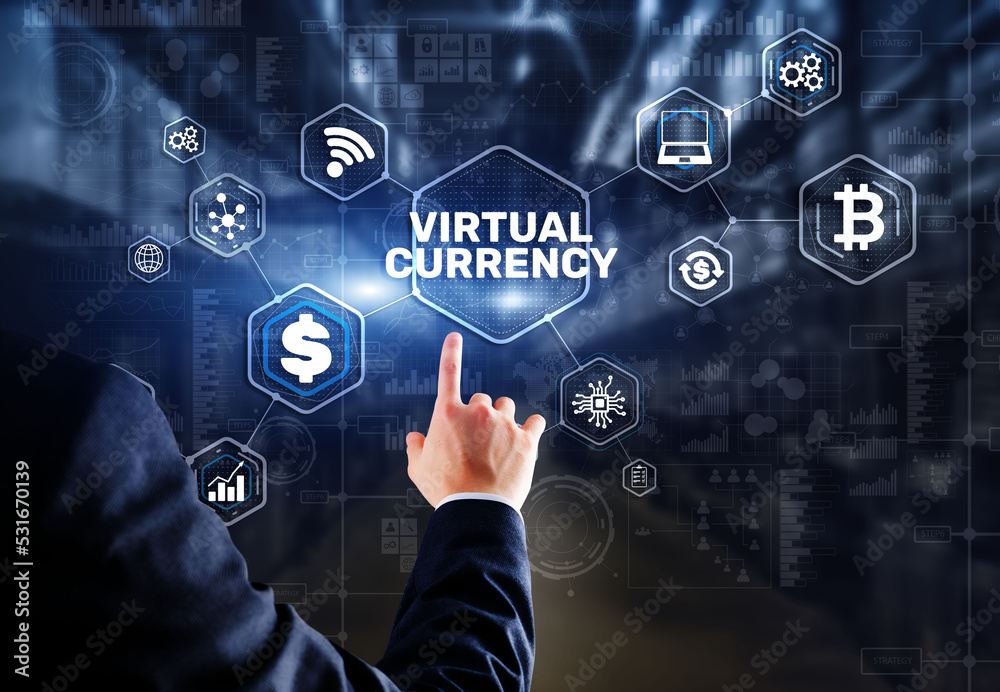 Virtual Currency Exchange Investment concept. Financial Technology Background Virtual Currency Exchange Investment concept. Financial Technology Background