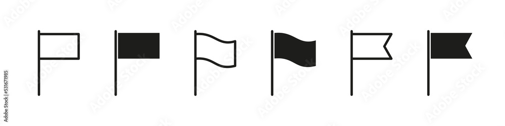 Flag icon. Vector flag shape set. Black marker on white background. Flag icon. Vector flag shape set. Black marker on white background.
