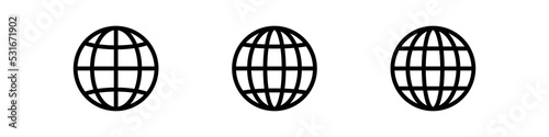 Globe icon. World sign. Global earth symbol. World internet  icon. Global isolated on white background.