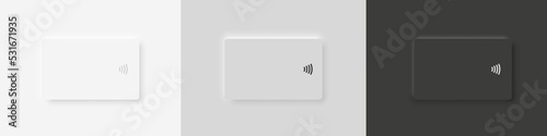 Credit card. Bank card mockup. Vector realistic template. Paypass sign. Debit plastic card mock up.