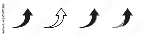 Arrow up icon. Curved arrows set. Isolated vector increase symbol. Upward arrow on white background.