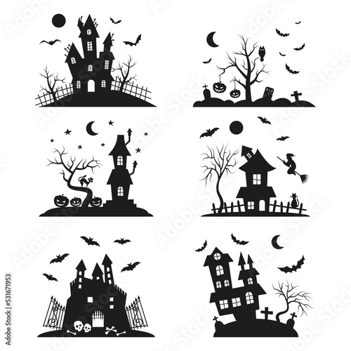 vector set of halloween stencils