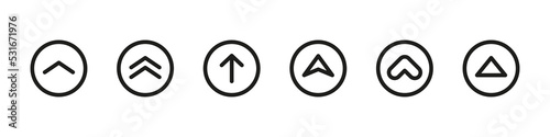 Swipe up icon. Scroll arrow. Drag upwards vector set. Swipe button isolated symbol. Arrow up icon on white background.