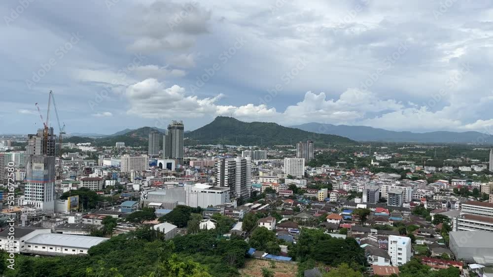 View of buildings, sea and mountains. 4k video footage. View of buildings, sea and mountains. 4k video footage.