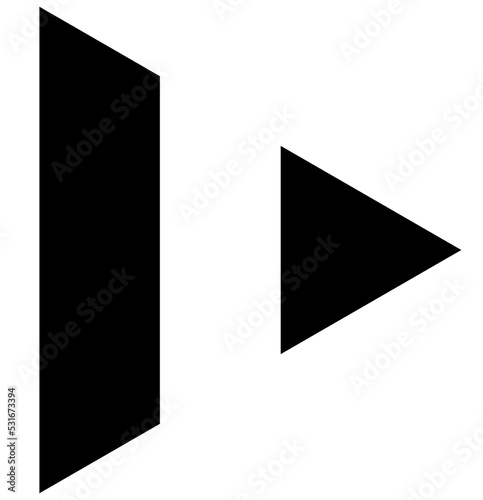 Triangular direction pointer. Dotted arrow. Black arrow icon indicate to the right