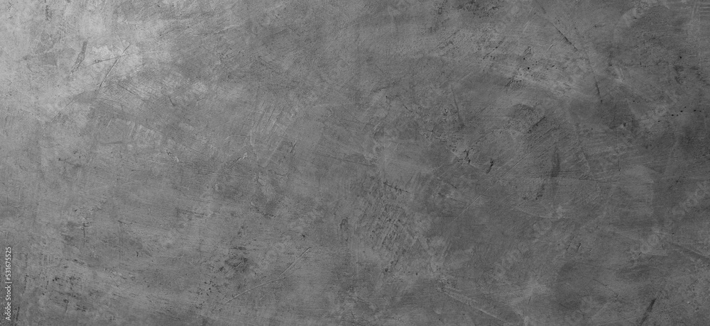 Fototapeta premium Empty grey cement wall background, well material use for editing text present on free space stucco backdrop 