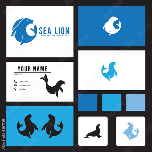 Sea lion Logo Design. Logo and business card design.