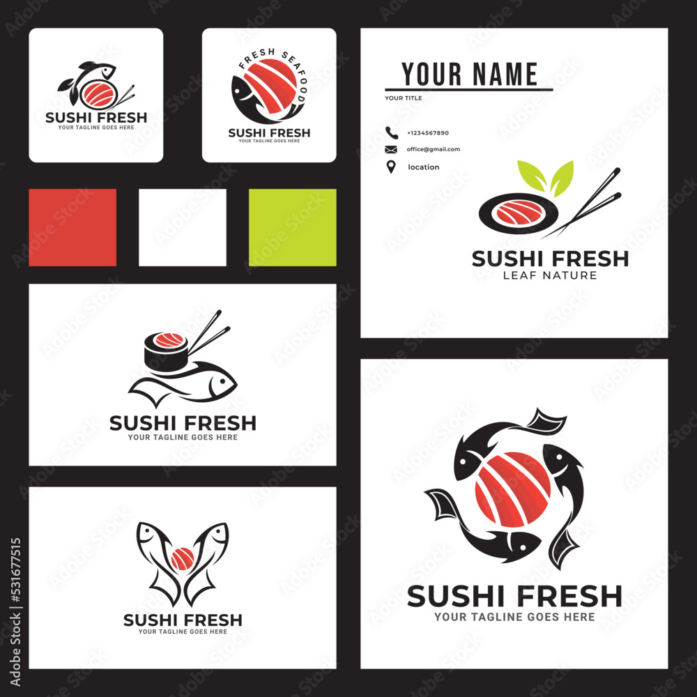 Sushi Logo Design Template. Logo and business card design.