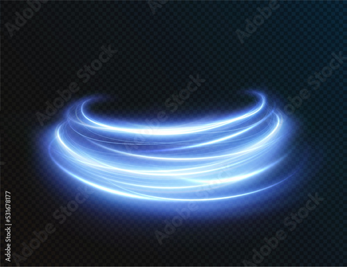 Light blue Twirl. Curve light png effect of neon line. Luminous blue circle. Light neon pedistal, podium, platform, table. Vector .