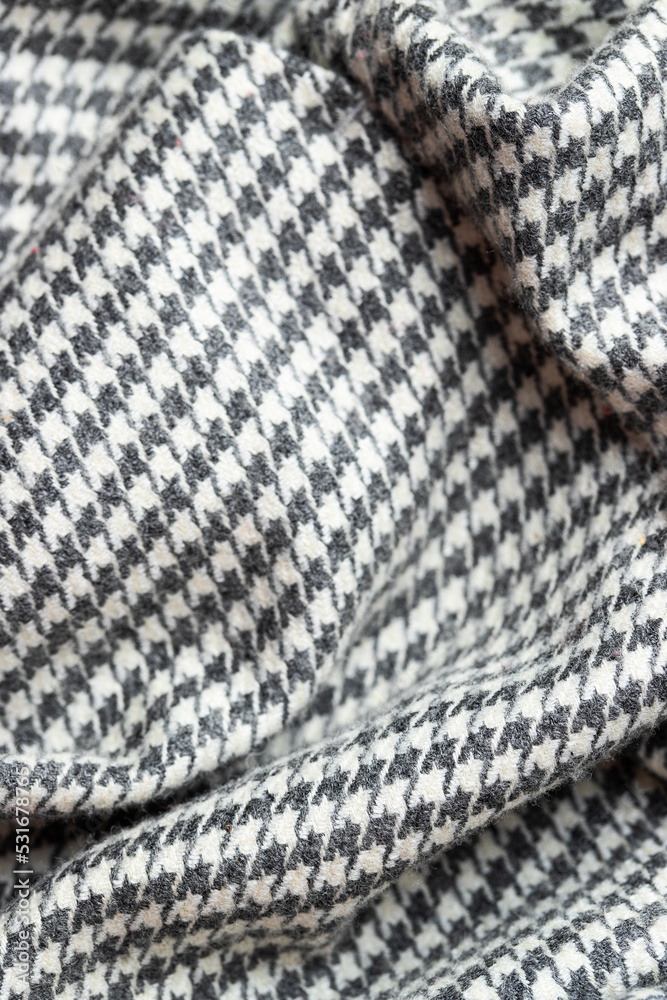 Fototapeta premium Woollen Crow's foot fabric texture in black and white color