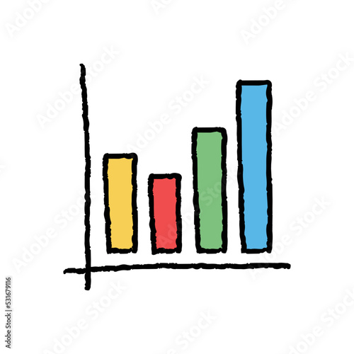 Bar chart hand-drawn icon vector graphic illustration