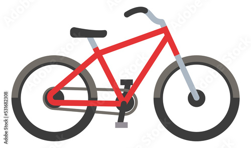 Bike icon. Red two wheel bicycle side view