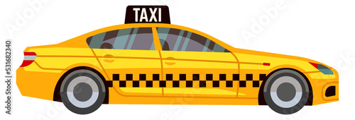 Taxi icon. Yellow car with black square pattern
