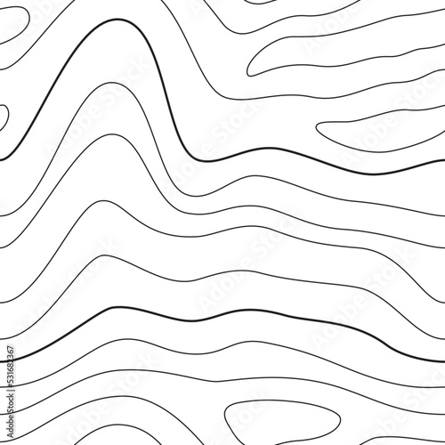 Vector background with seamless texture topographic contour line. Isolated on white background.
