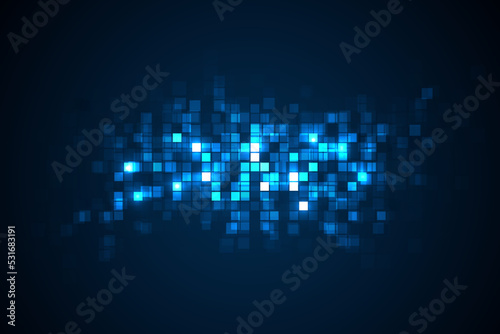 Digital technology background. Digital data square blue pattern pixel background