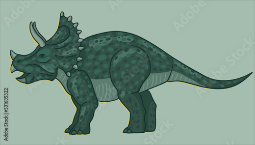 triceratops Stegosaurus Pteranodon Spinosaurus Dinosaur. Illustration in vintage retro style linocut. Print. Vector. © anna