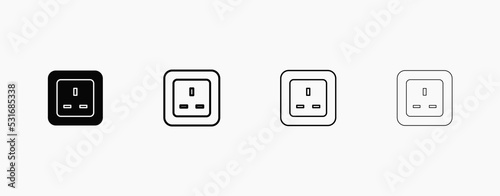 Type G power socket vector line icon. Arabian and UK power socket type vector icon