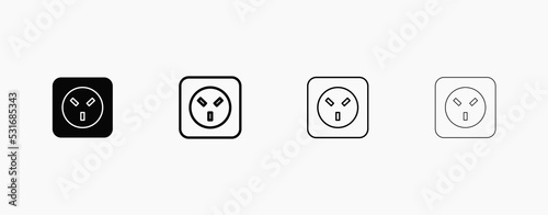 Type H power socket vector line icon. Israel and UK power socket type vector icon