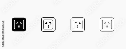 Type I power socket vector line icon. Australia and China power socket type vector icon