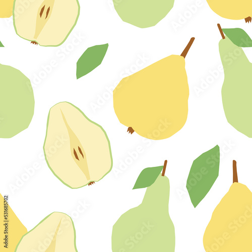 Abstract seamless pattern pears fruits in flat style. Vector wallpaper on a white background. Perfect for textiles or surface design