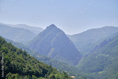 Close-up of a conical mountain of the Picos de Europa (Peaks of Europe), a mountain range extending for about 20 km in northern Spain.