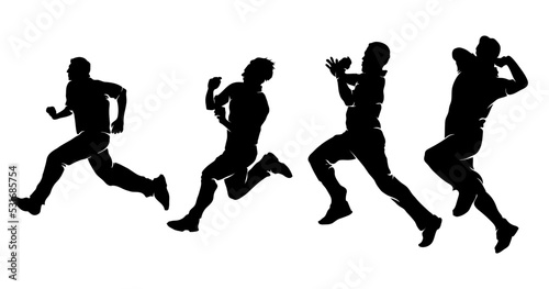 Set of cricket players bowling silhouettes Vector Illustration
