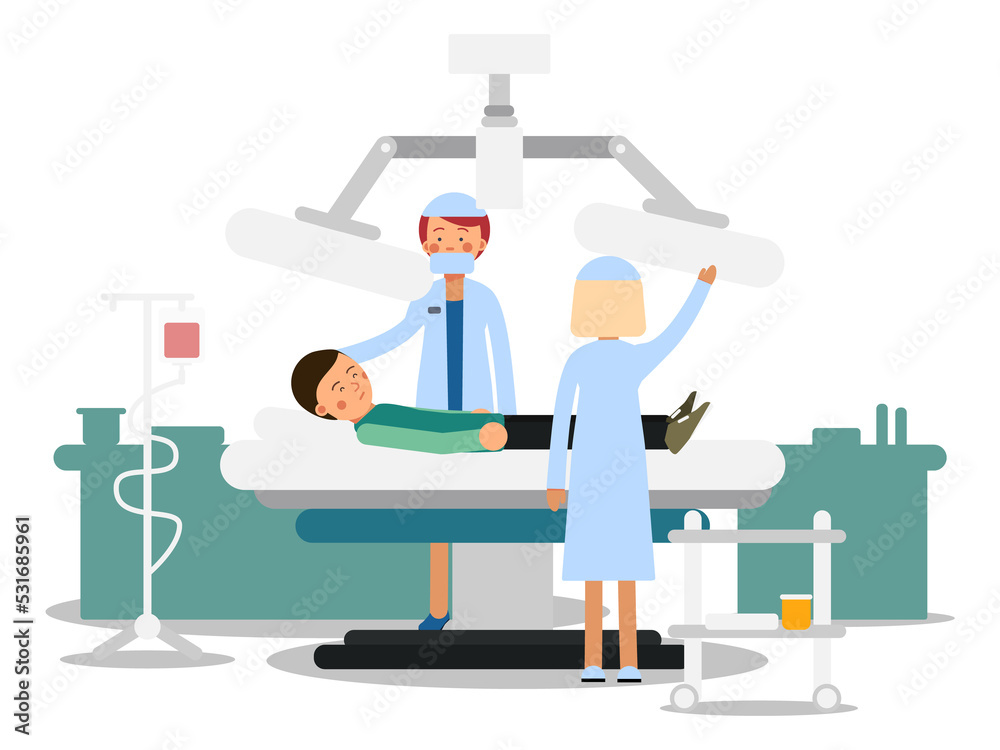 Medical procedure cobcept. Patient lying on operational table Medical procedure cobcept. Patient lying on operational table