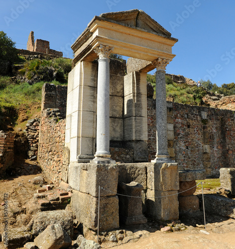 Temple of Mercury in the Roman city of Munigua Mulva, province of Seville, Spain. Roman city of Baetica, Hispania photo