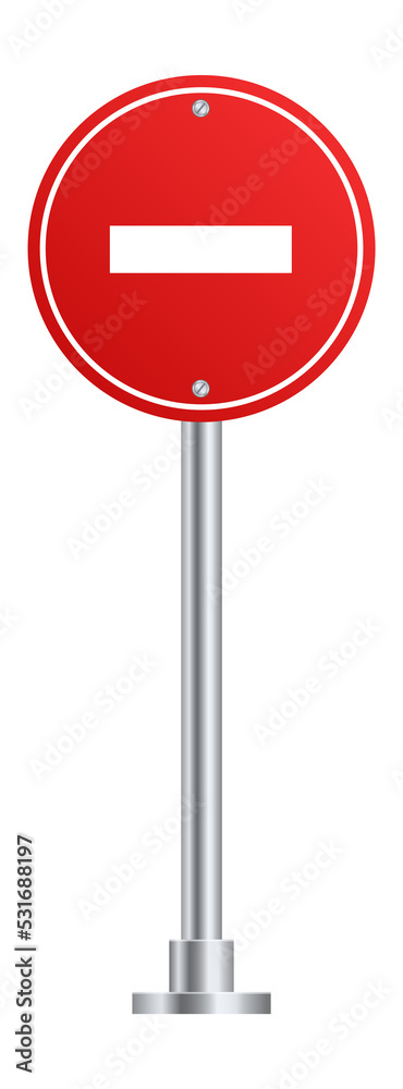 No entry road sign. Red circle with white rectangle No entry road sign. Red circle with white rectangle