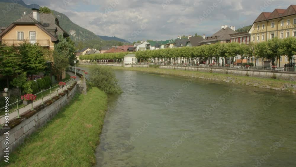 Bad Ischl Esplanade promenade at Traun river, Upper Austria Bad Ischl Esplanade promenade at Traun river, Upper Austria