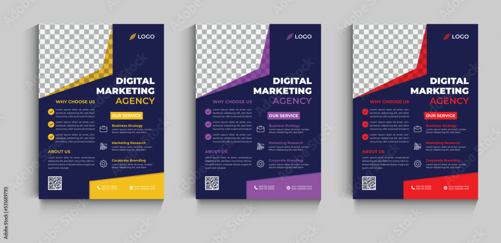 new marketing flyer design template, annual report, poster, flyer in A4