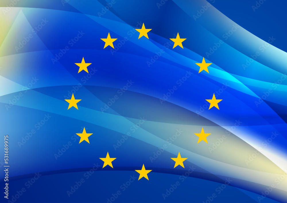 European union concept glossy wavy flag abstract background. Vector design European union concept glossy wavy flag abstract background. Vector design