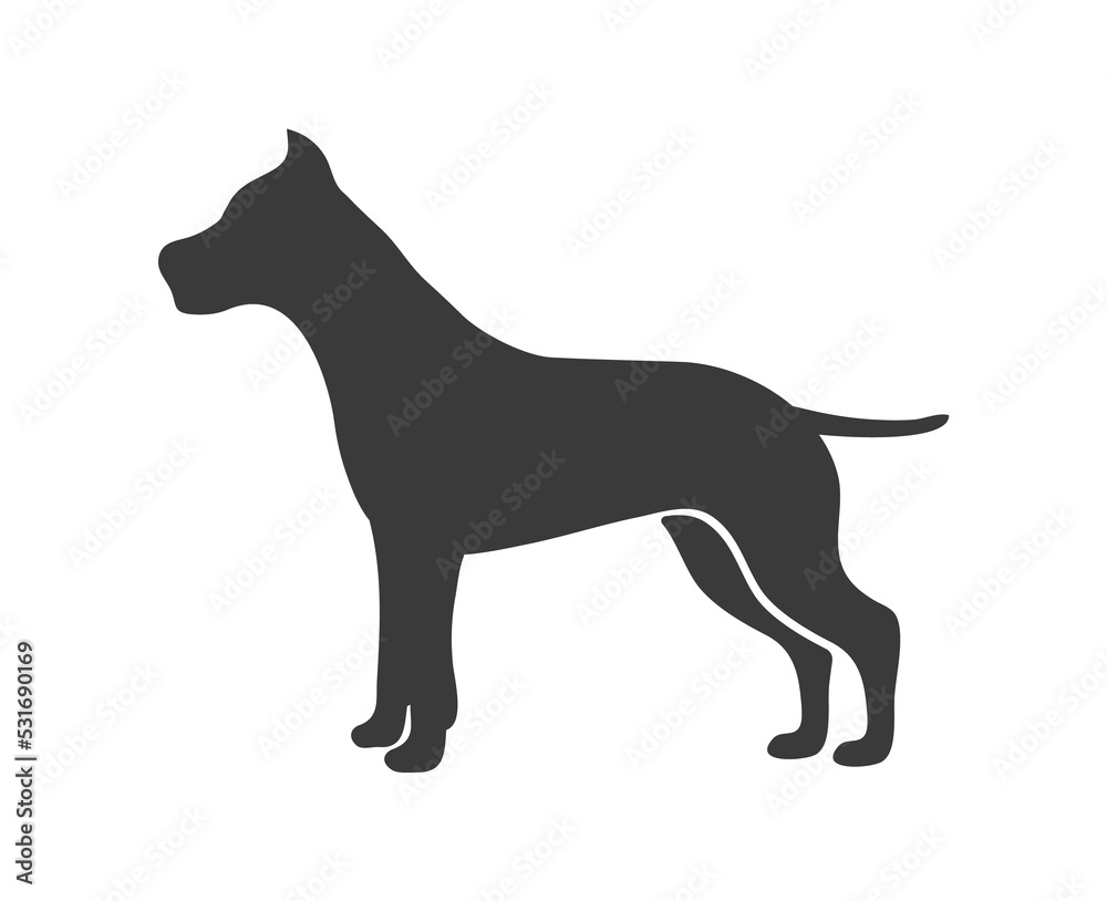 Staffordshire terrier silhouette. American danger fighting dog, png icon