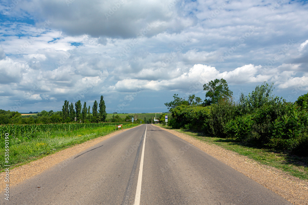 Fototapeta premium A country road stretching into the sky. 