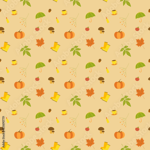 Seamless pattern with autumn leaves, background