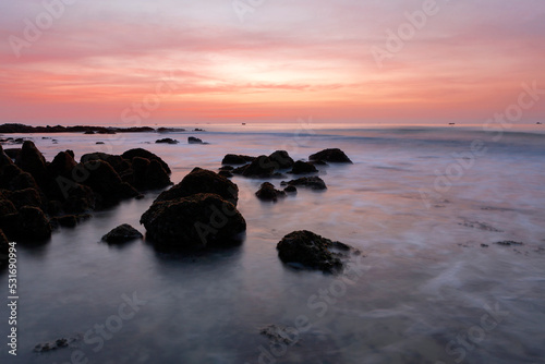 Sunset seascape on the coast of Vietnam.