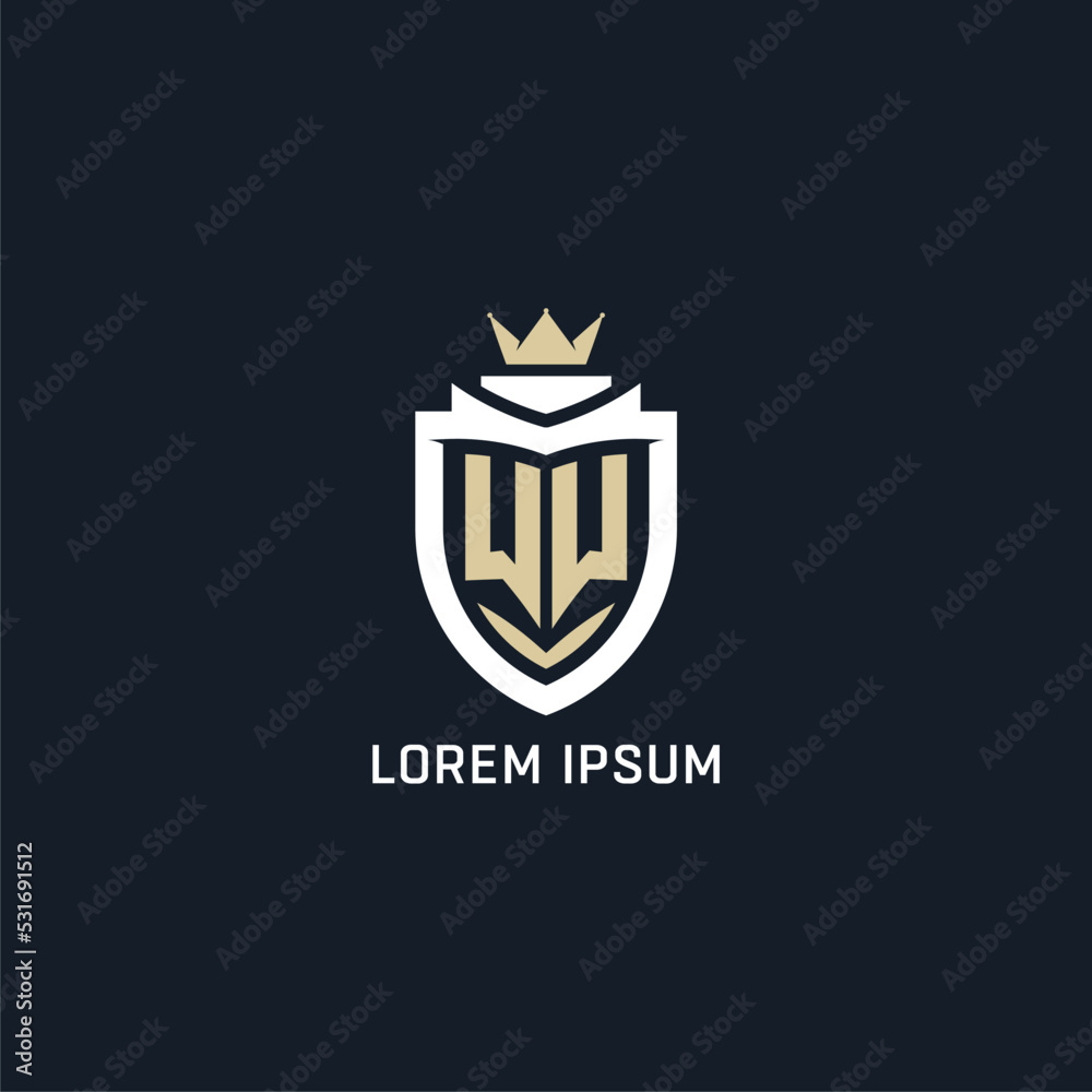 Initial letter WW shield and crown logo style, esport team logo design ...