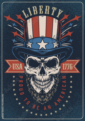 US skull colorful vintage flyer