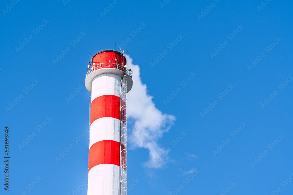 a white and red chimney