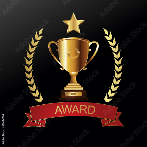 Trophy and awards laurel wreath golden collection  