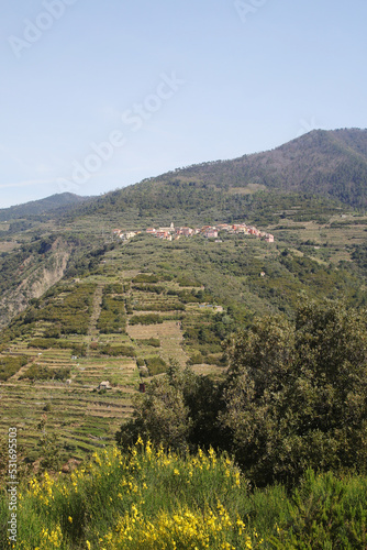 The panorama of Cinque Terre and Volastra village, Italy	 photo