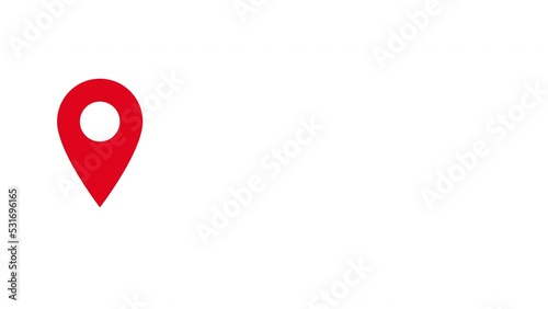 Looping animation of red map location pin bouncing on white background