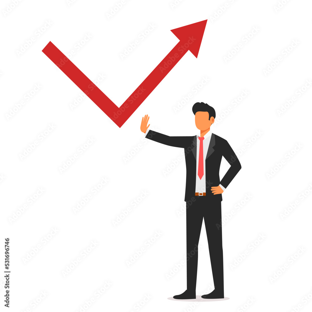 Flat style illustration of business man deflecting an loss arrow, business concept vector Flat style illustration of business man deflecting an loss arrow, business concept vector