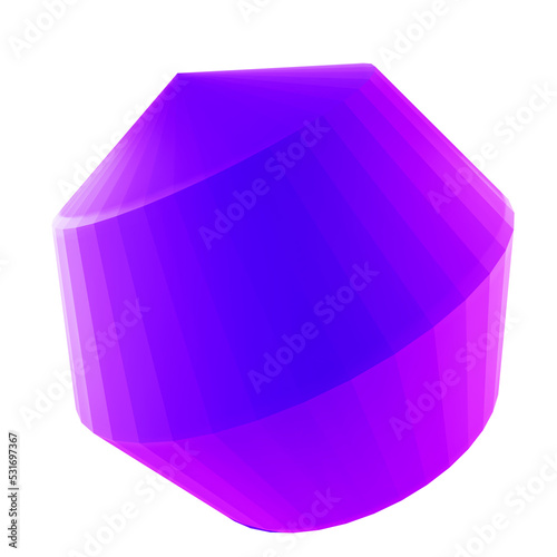 3d geometry figure png element. Velvet material effect shape in matt purple color
