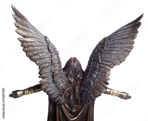Photo archangel Michael statue nack side view