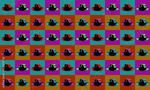 Fedora hat seamless pattern. Lattice Graphic Background for your design