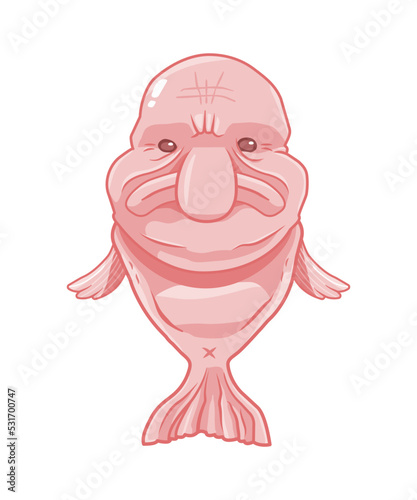 ugly sad fish - blob blobfish - cartoon