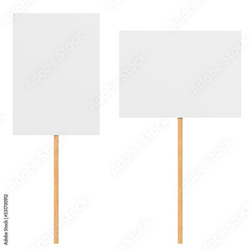 Canvas Print 3D rendering illustration of two handheld protest signs