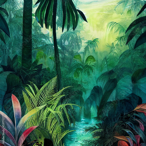 Watercolor Jungle Background